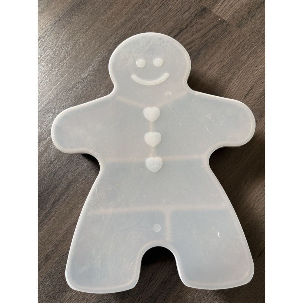 Gingerbread Man Shaped Divided Storage Container & Lid   RARE